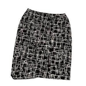 Alfani Women's Black White Abstract Scribble‎ Pencil Skirt XL